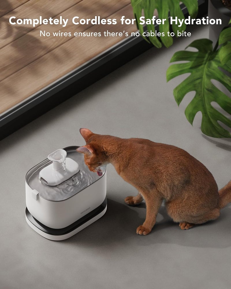 PETLIBRO نافورة مياه للقطط بدون سلك، تعمل ببطارية قابلة للشحن، نافورة مياه للحيوانات الأليفة بسعة 2.5 لتر/84 أونصة، موزع مياه للقطط للشرب مع مضخة هادئة وصينية من الفولاذ المقاوم للصدأ سهلة التنظيف وخالية من BPA - Image 3